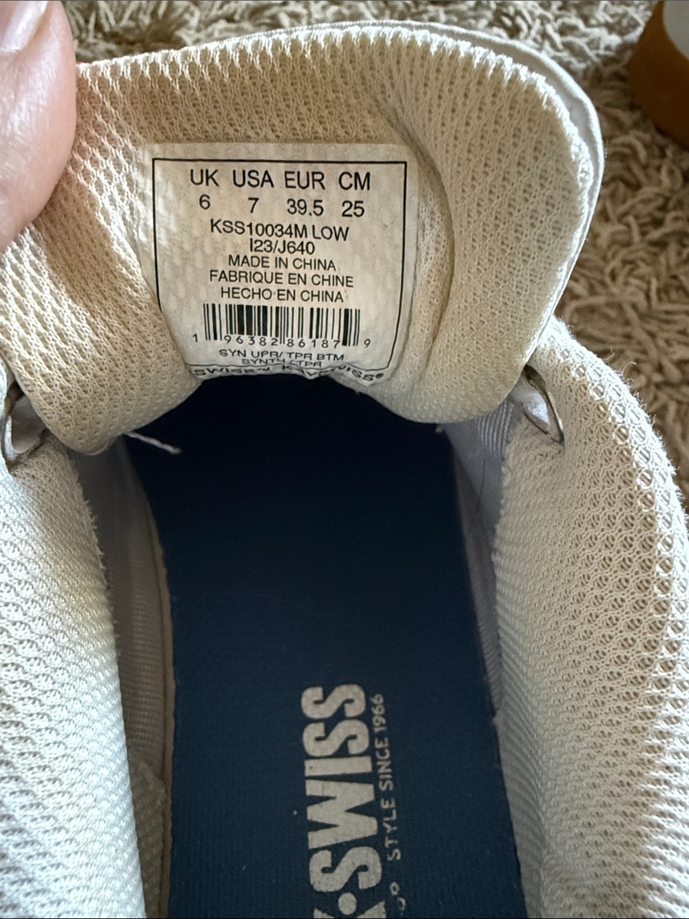 White Sneakers with Navy & Red Stripes - Picture 7 of 7